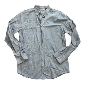 Theory Gray Gingham Business Dress Shirt Size L